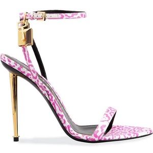 TOM FORD Padlock 105 printed satin sandals with lock size 36